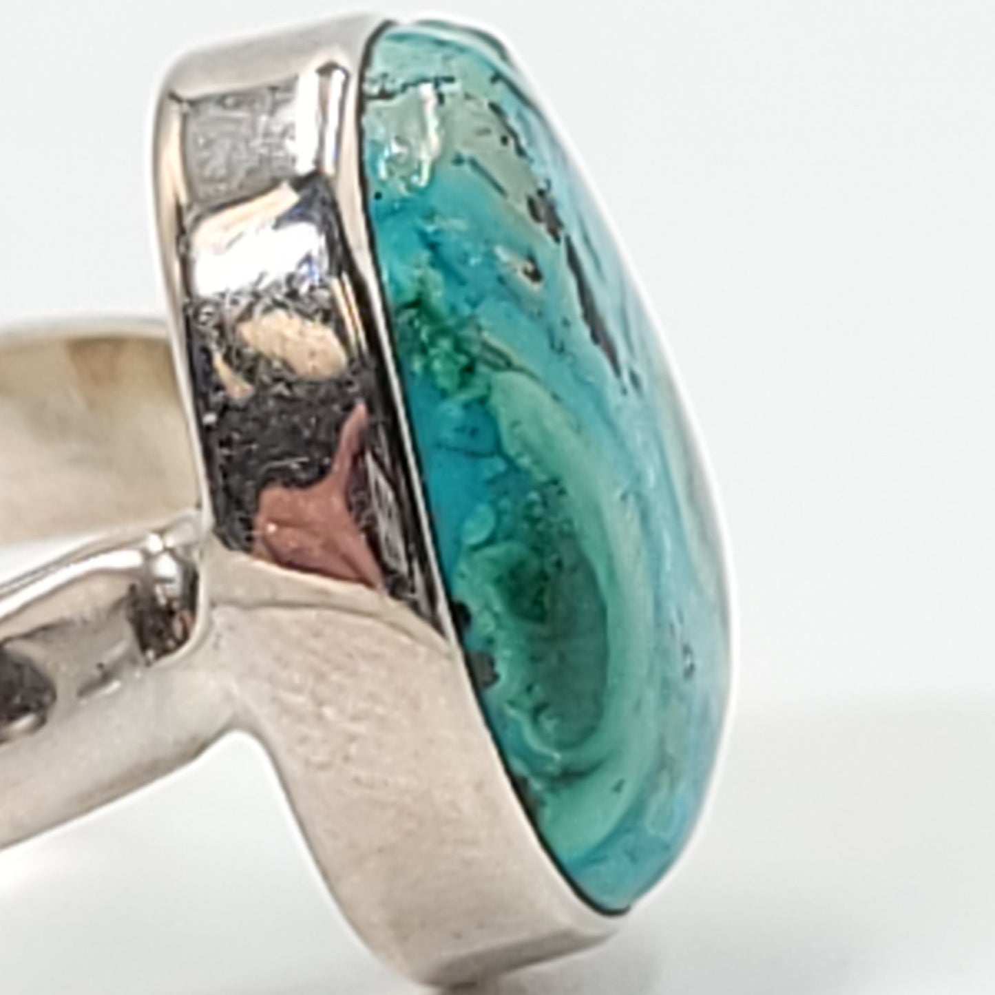 Malachite with Chrysocolla Ring Sterling Silver Band Malacholla