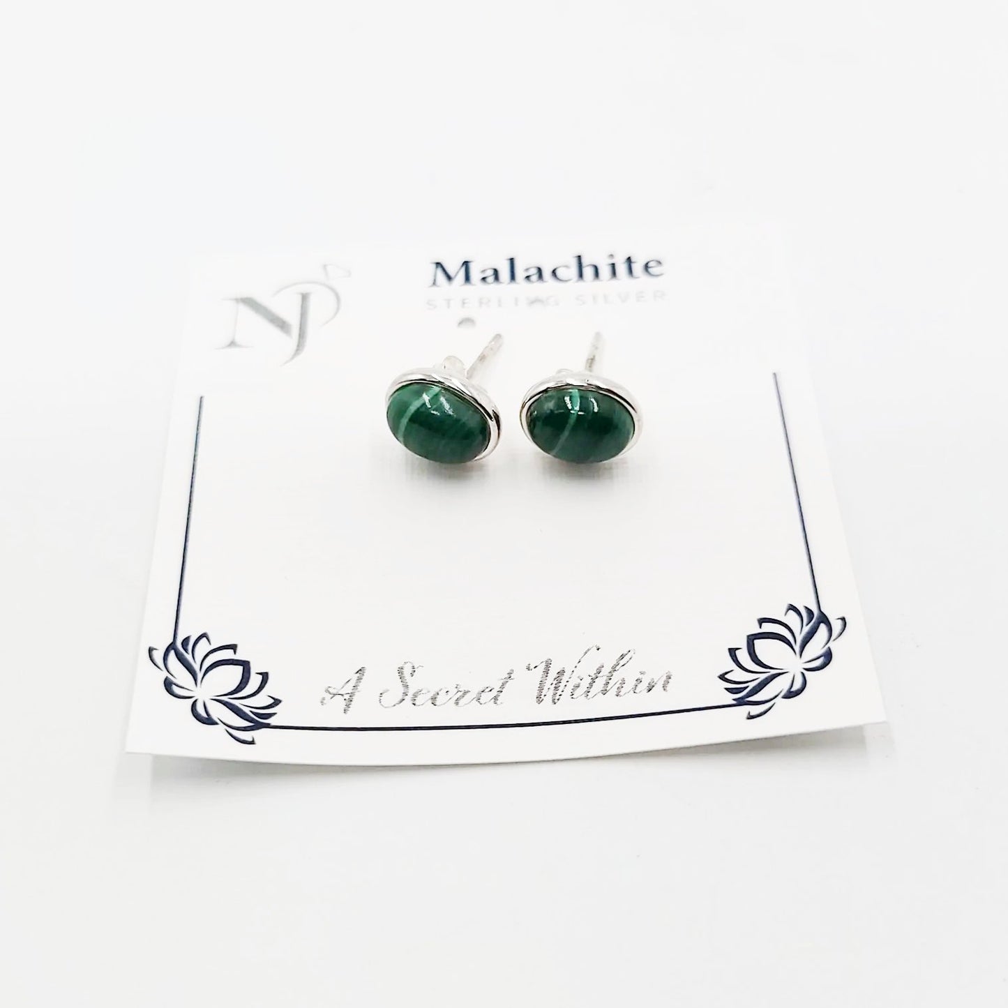 Malachite Earrings Sterling Silver Stud