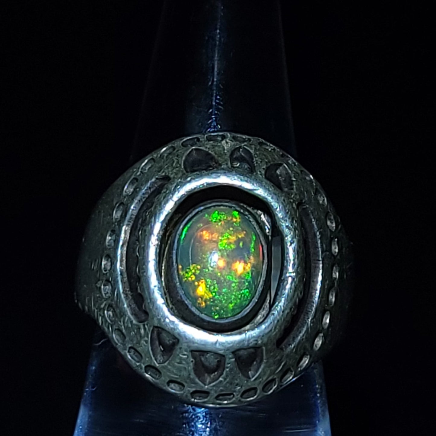 Opal Ring 2.5 ct Sterling Silver Band .999