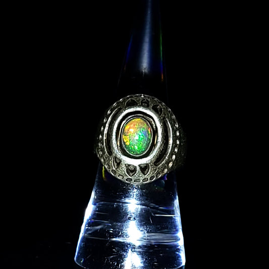 Opal Ring 2.5 ct Sterling Silver Band .999