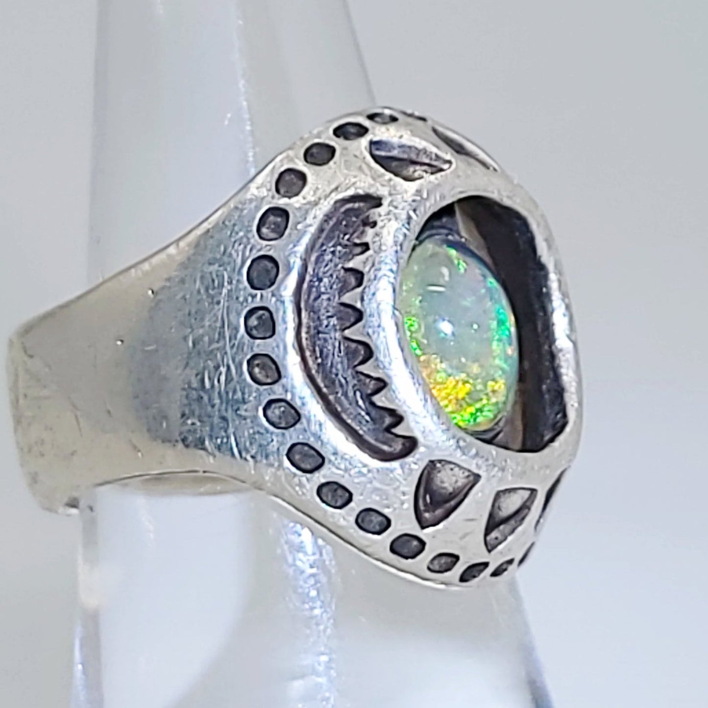 Opal Ring 2.5 ct Sterling Silver Band .999