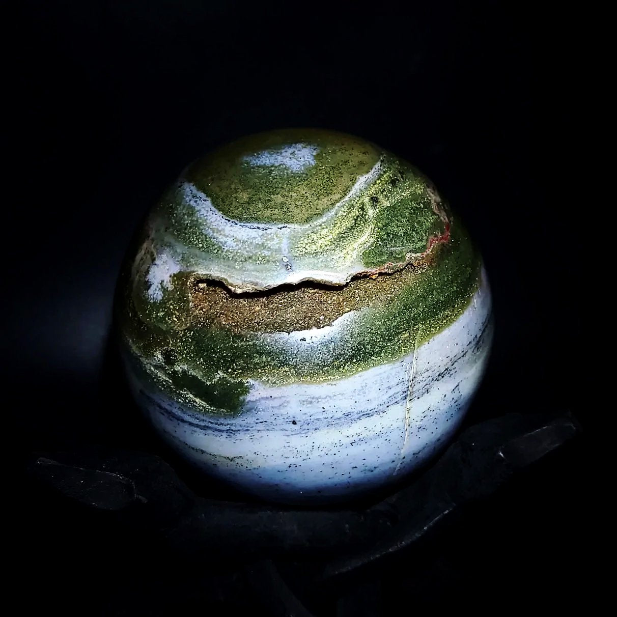 Ocean Jasper Sphere 90mm 3.55" 34.1oz 967g - Elevated Metaphysical