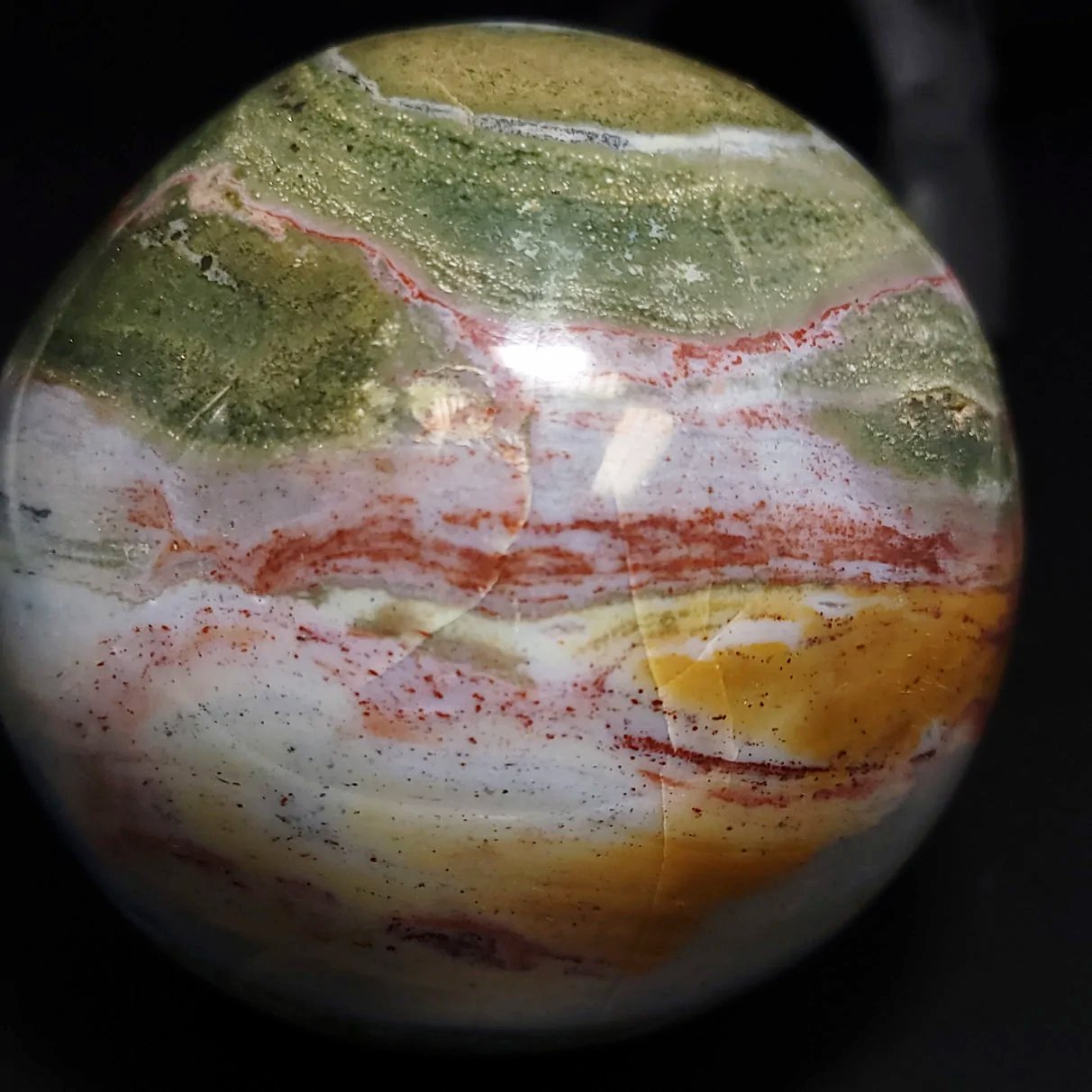 Ocean Jasper Sphere 90mm 3.55" 34.1oz 967g - Elevated Metaphysical