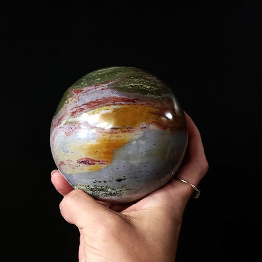 Ocean Jasper Sphere 90mm 3.55" 34.1oz 967g - Elevated Metaphysical