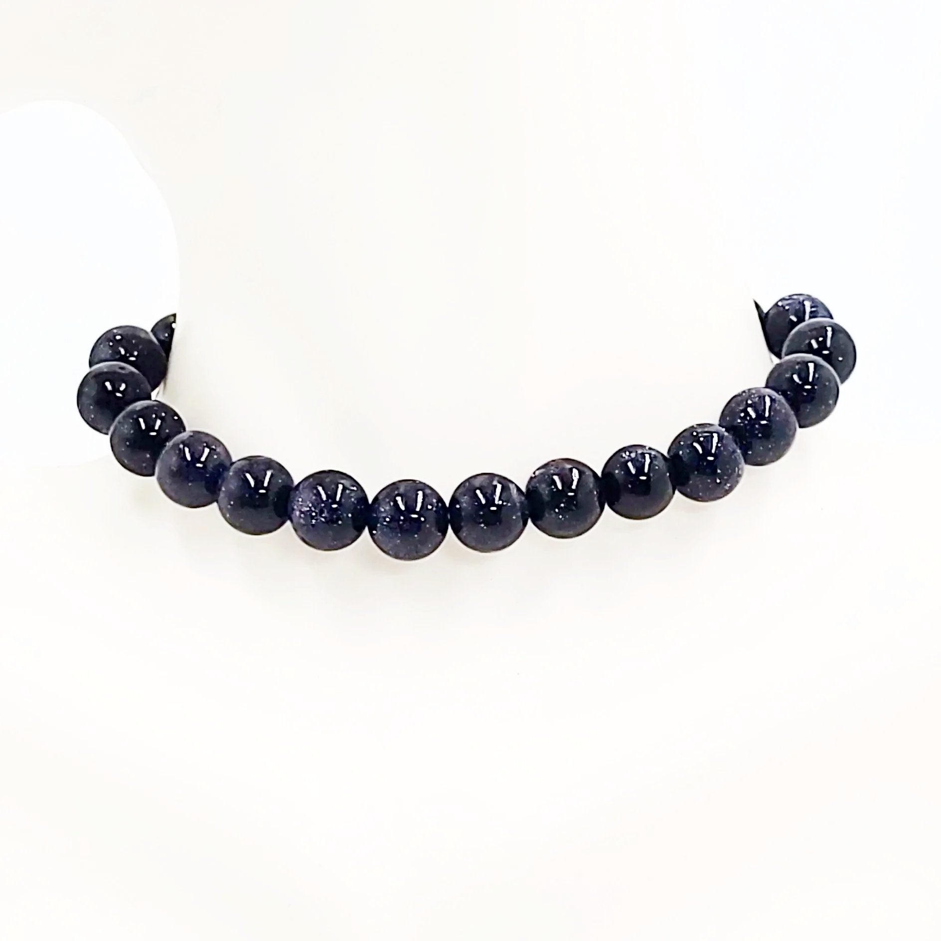 Blue Goldstone Bead Bracelet 8mm Blue Sandstone - Elevated Metaphysical