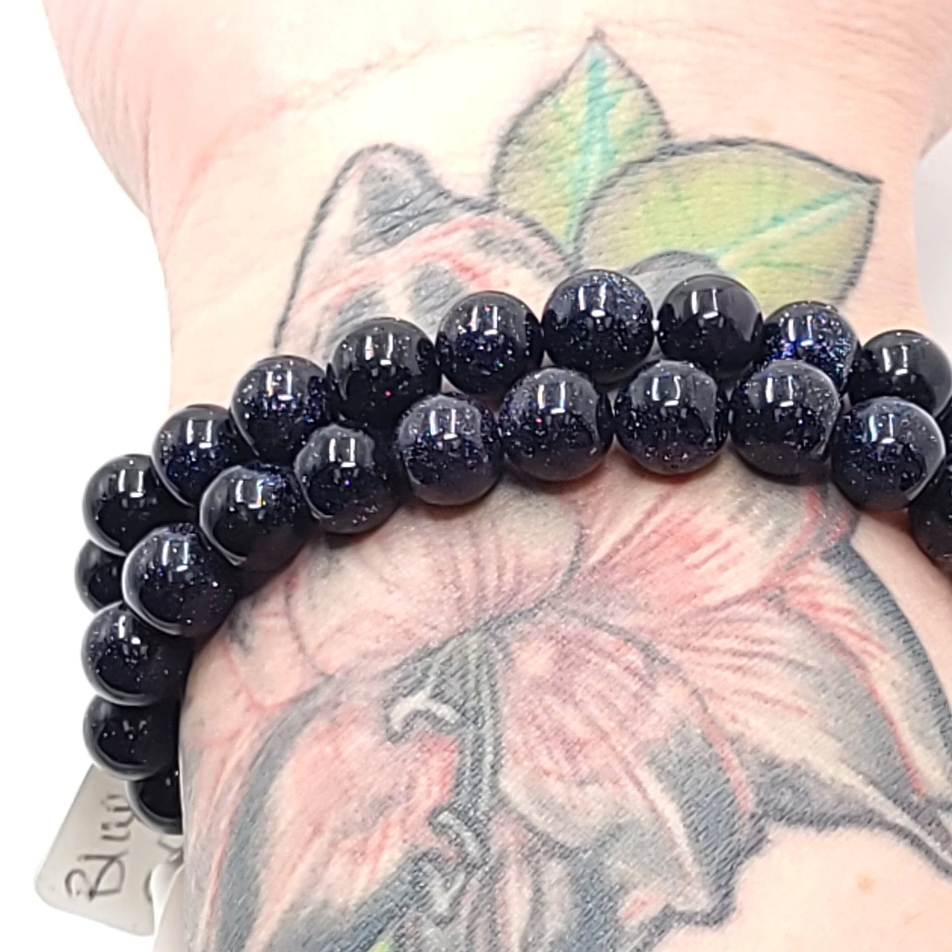 Blue Goldstone Bead Bracelet 8mm Blue Sandstone - Elevated Metaphysical