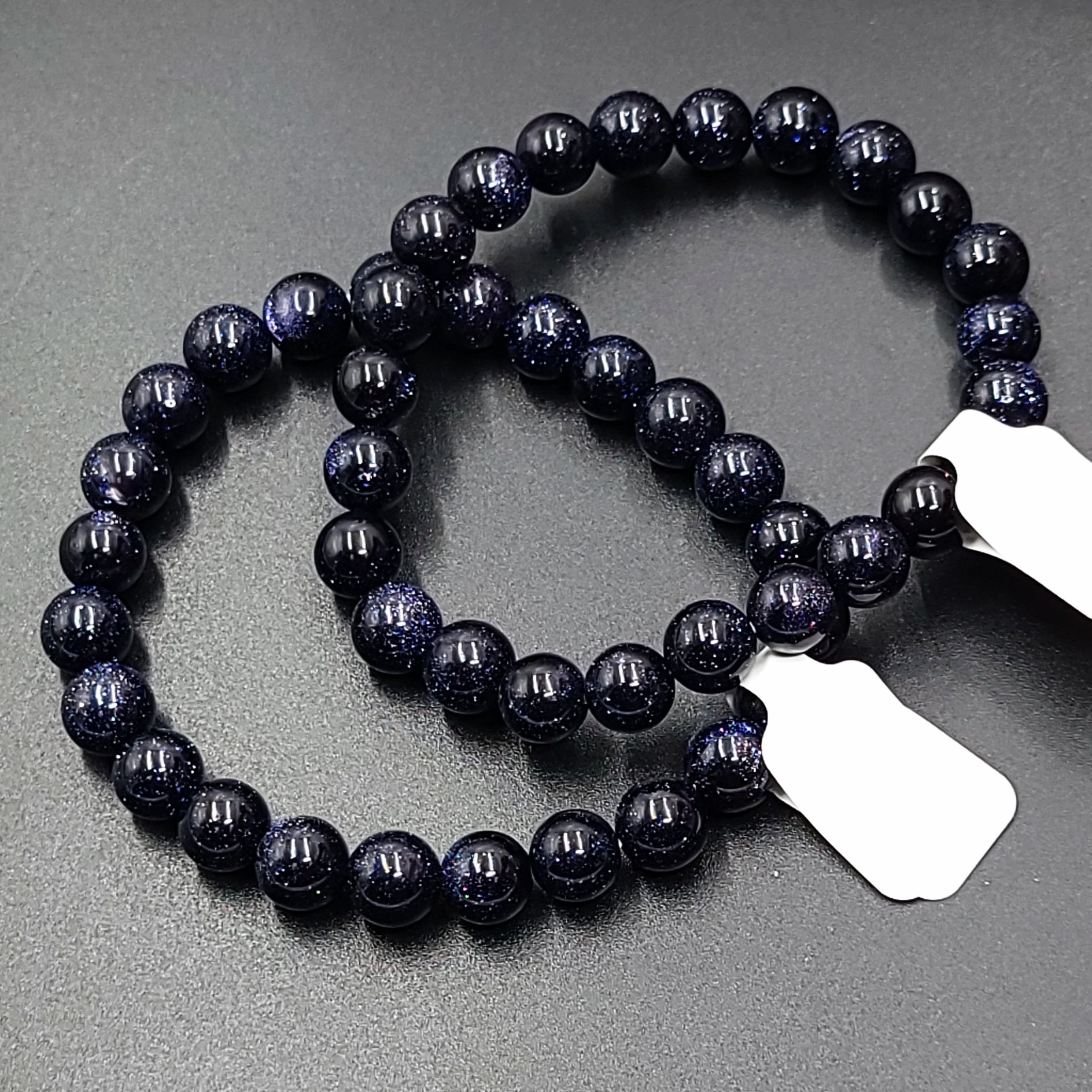 Blue Goldstone Bead Bracelet 8mm Blue Sandstone - Elevated Metaphysical
