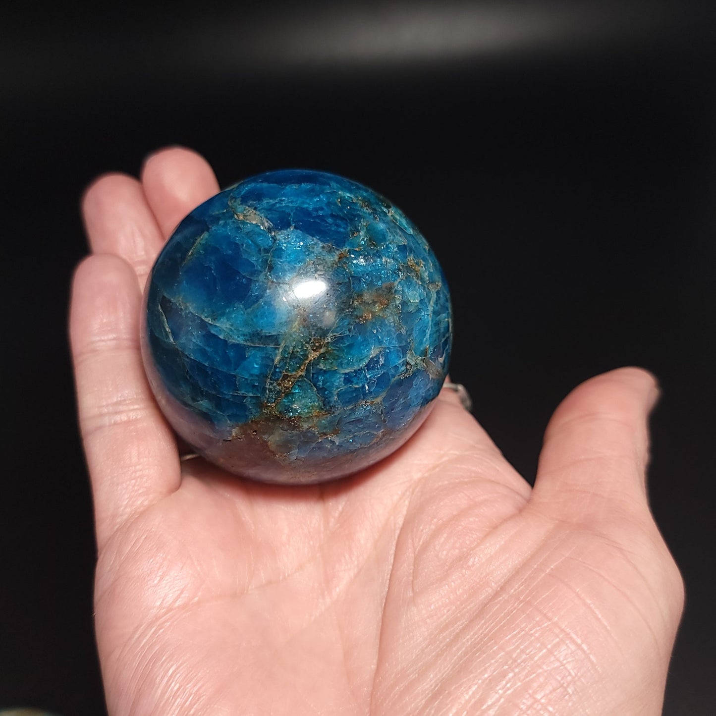 Blue Apatite Sphere 47mm 1.8" 5.5oz 160g