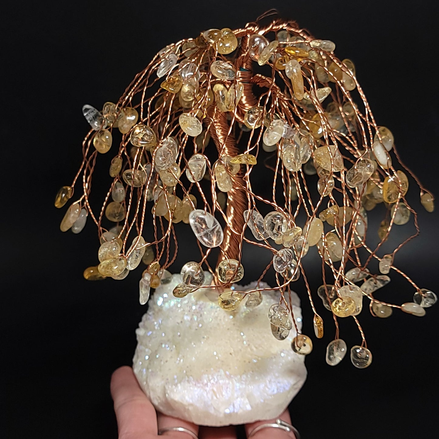 Citrine & Aura Quartz Willow Tree Gemstone Tree - Elevated Metaphysical