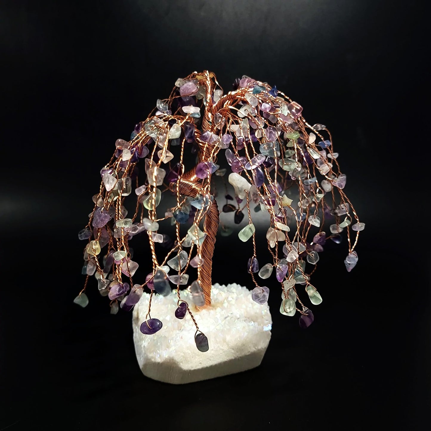 Fluorite & Aura Quartz Willow Tree Gemstone Tree - Elevated Metaphysical