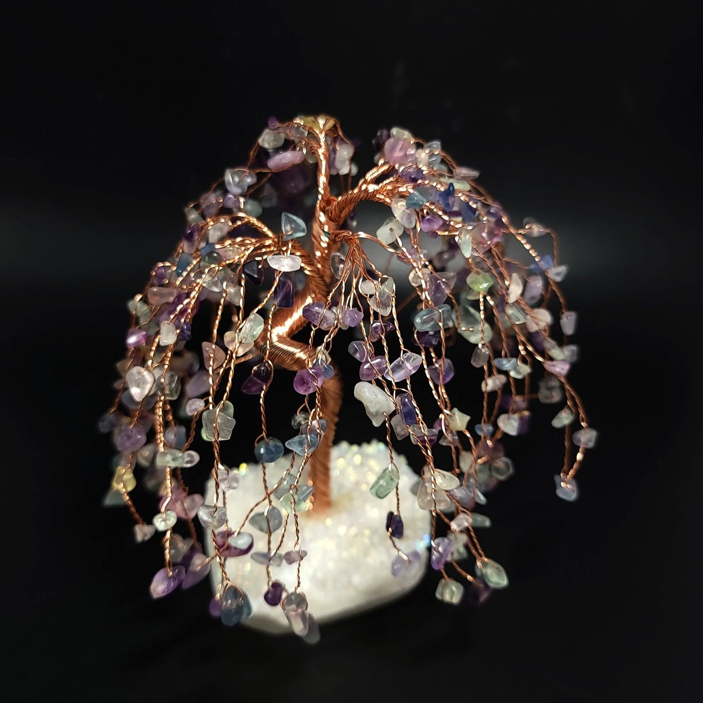 Fluorite & Aura Quartz Willow Tree Gemstone Tree - Elevated Metaphysical