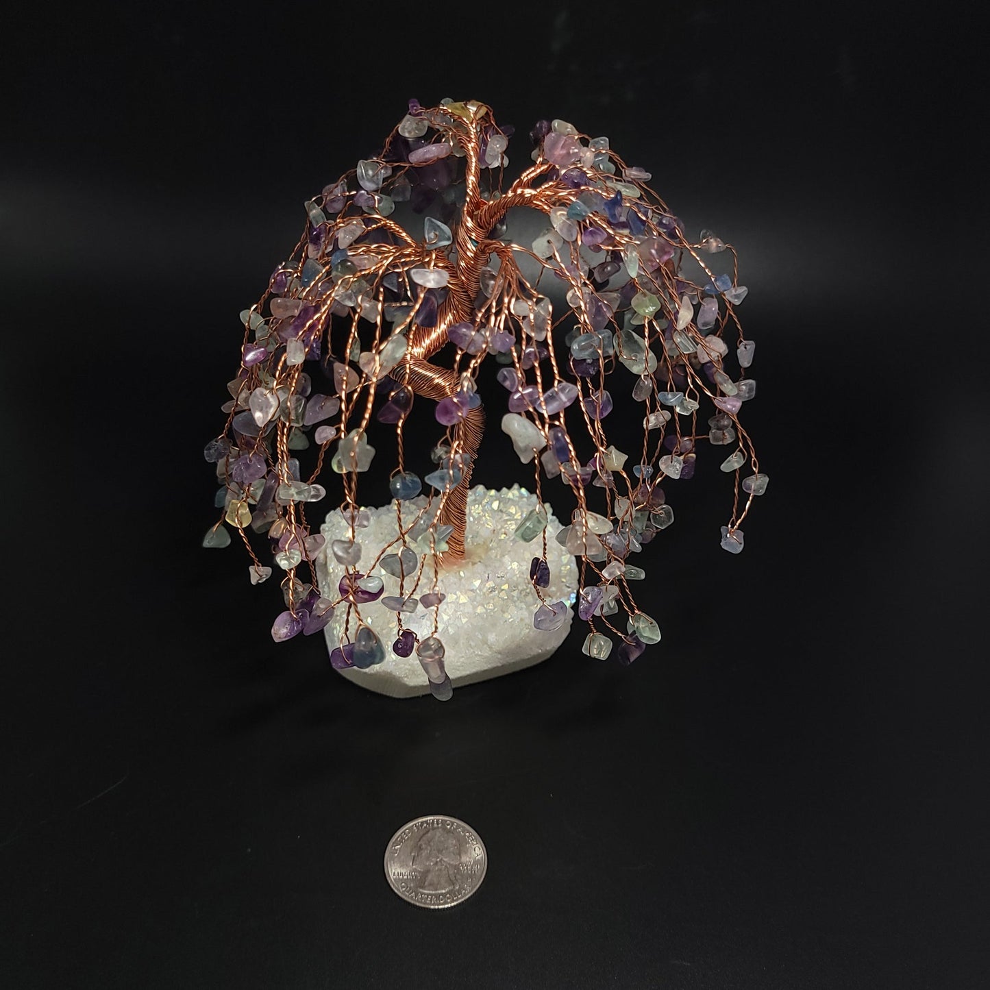 Fluorite & Aura Quartz Willow Tree Gemstone Tree - Elevated Metaphysical