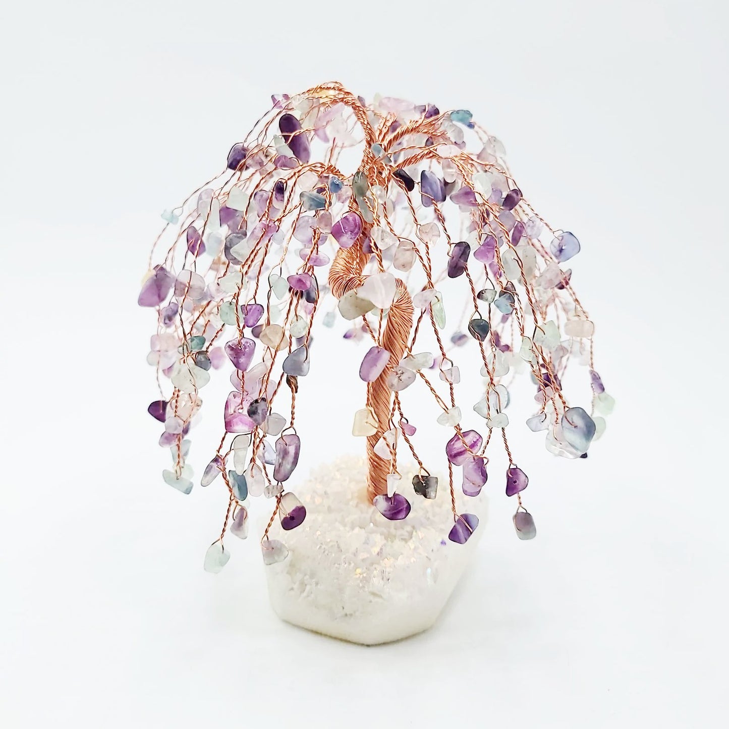 Fluorite & Aura Quartz Willow Tree Gemstone Tree - Elevated Metaphysical