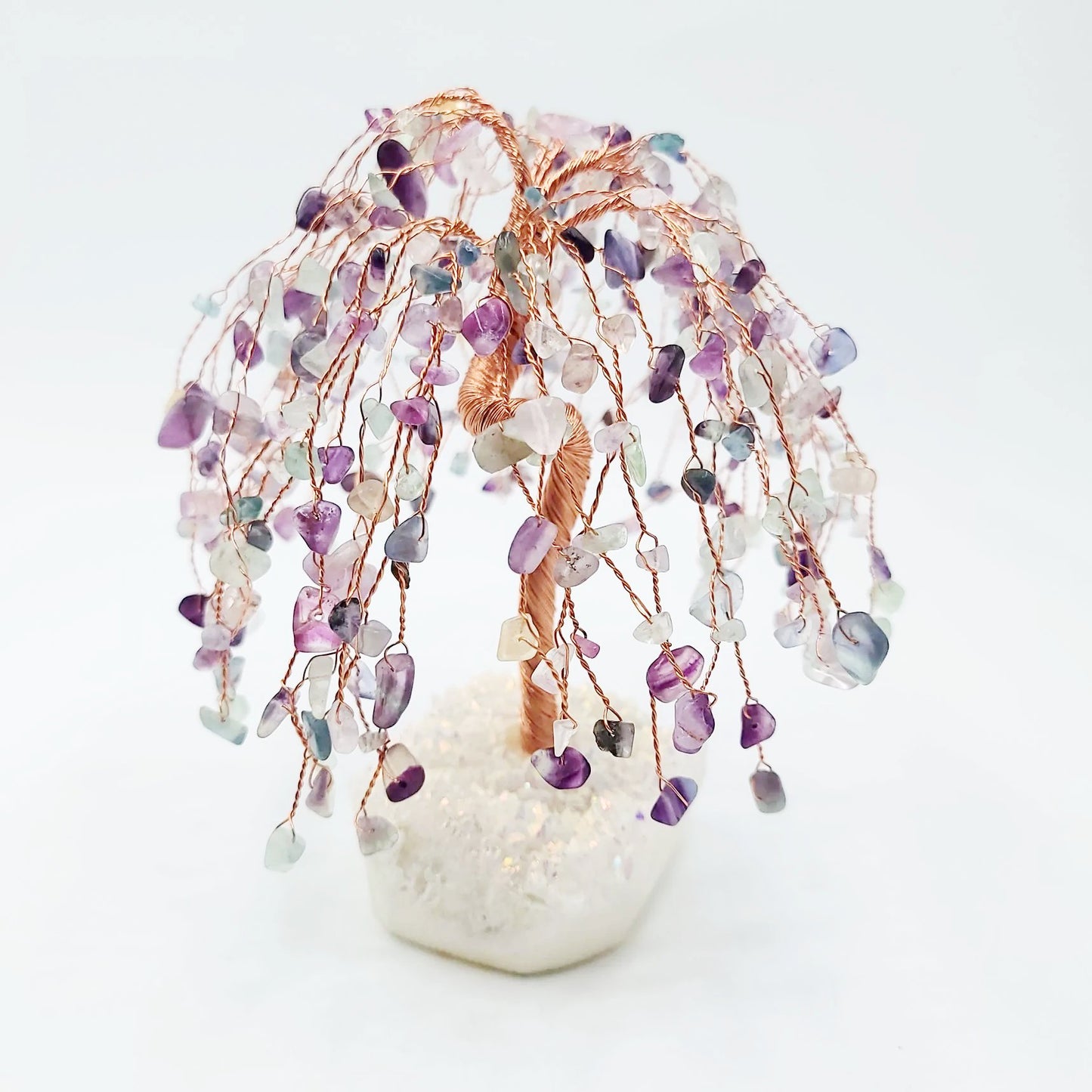 Fluorite & Aura Quartz Willow Tree Gemstone Tree - Elevated Metaphysical