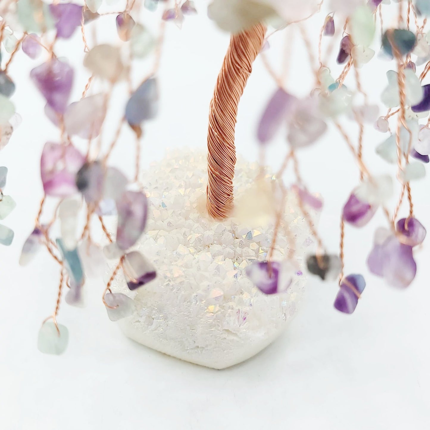 Fluorite & Aura Quartz Willow Tree Gemstone Tree - Elevated Metaphysical