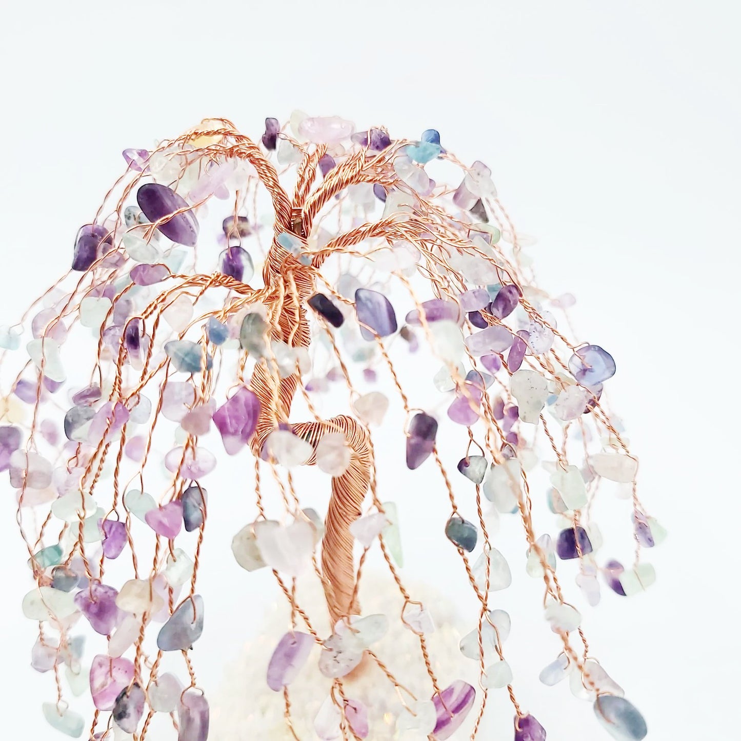 Fluorite & Aura Quartz Willow Tree Gemstone Tree - Elevated Metaphysical