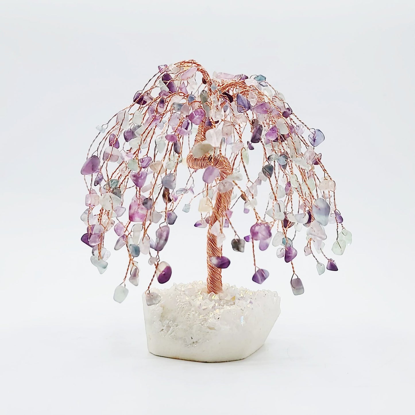 Fluorite & Aura Quartz Willow Tree Gemstone Tree - Elevated Metaphysical