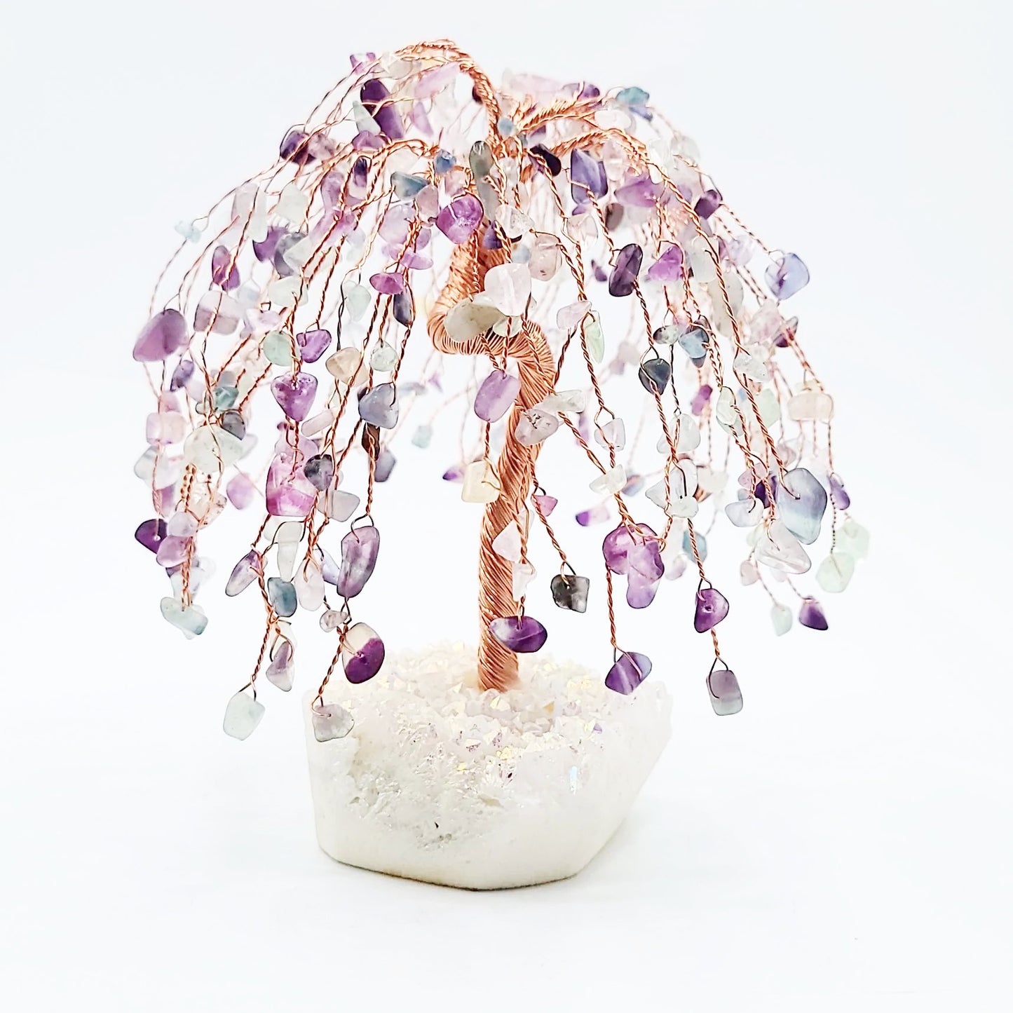 Fluorite & Aura Quartz Willow Tree Gemstone Tree - Elevated Metaphysical