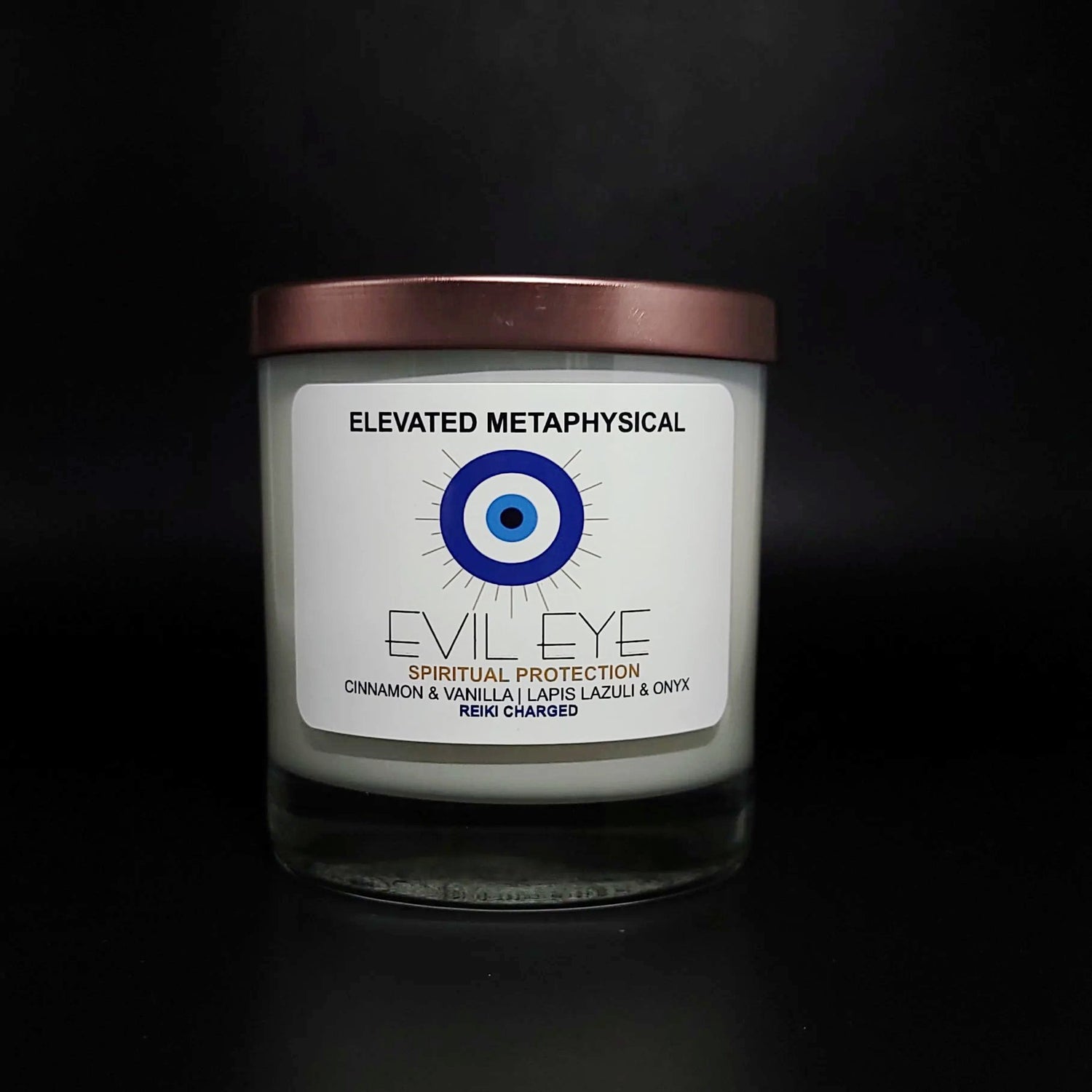 Evil Eye Crystal Candle Cinnamon & Vanilla Scented 11oz 310g - Elevated Metaphysical
