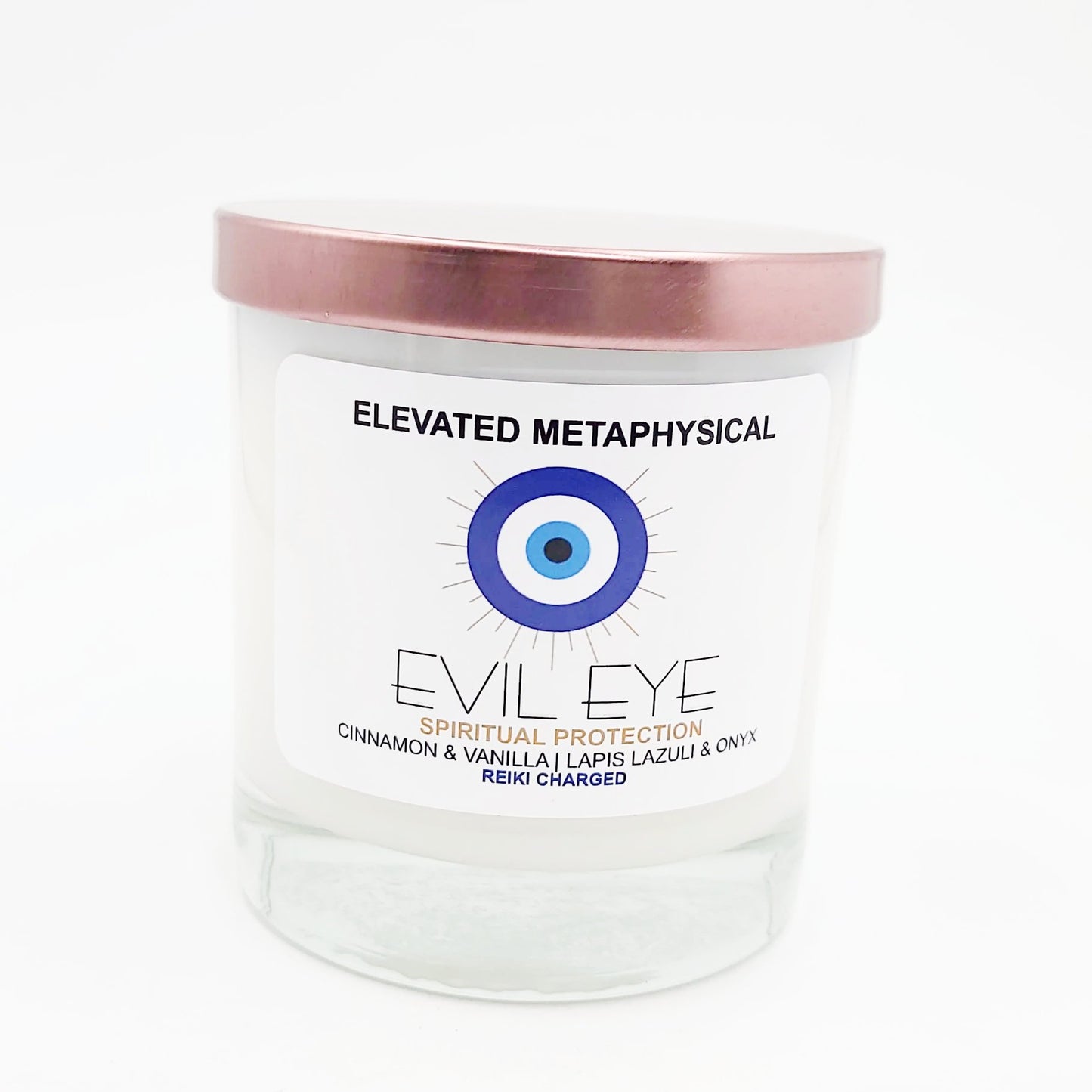 Evil Eye Crystal Candle Cinnamon & Vanilla Scented 11oz 310g - Elevated Metaphysical