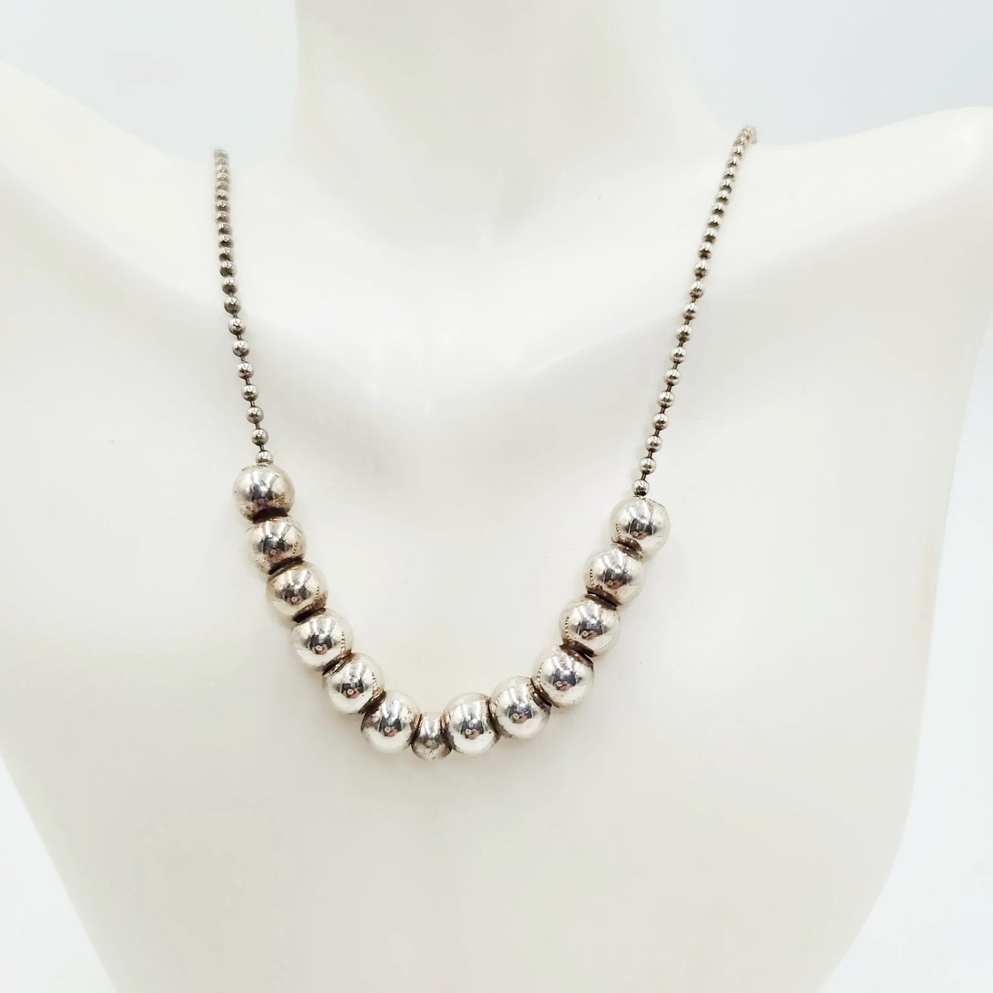 Silver Bead Chain 24" Necklace Sterling Silver "Pearls" 925 - Elevated Metaphysical