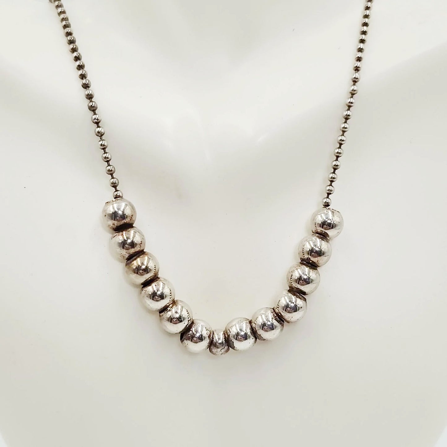 Silver Bead Chain 24" Necklace Sterling Silver "Pearls" 925 - Elevated Metaphysical