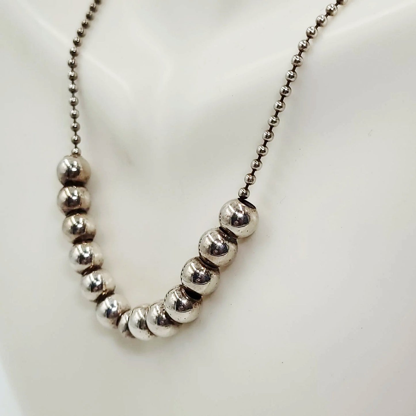 Silver Bead Chain 24" Necklace Sterling Silver "Pearls" 925 - Elevated Metaphysical