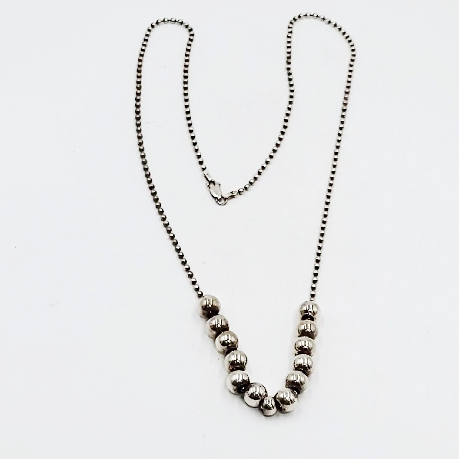 Silver Bead Chain 24" Necklace Sterling Silver "Pearls" 925 - Elevated Metaphysical