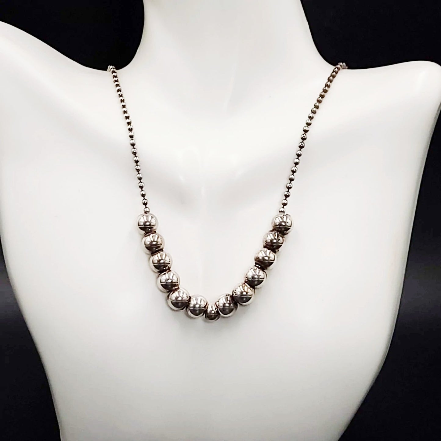 Silver Bead Chain 24" Necklace Sterling Silver "Pearls" 925 - Elevated Metaphysical