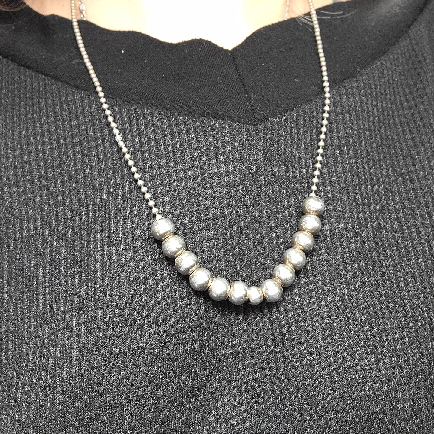 Silver Bead Chain 24" Necklace Sterling Silver "Pearls" 925 - Elevated Metaphysical