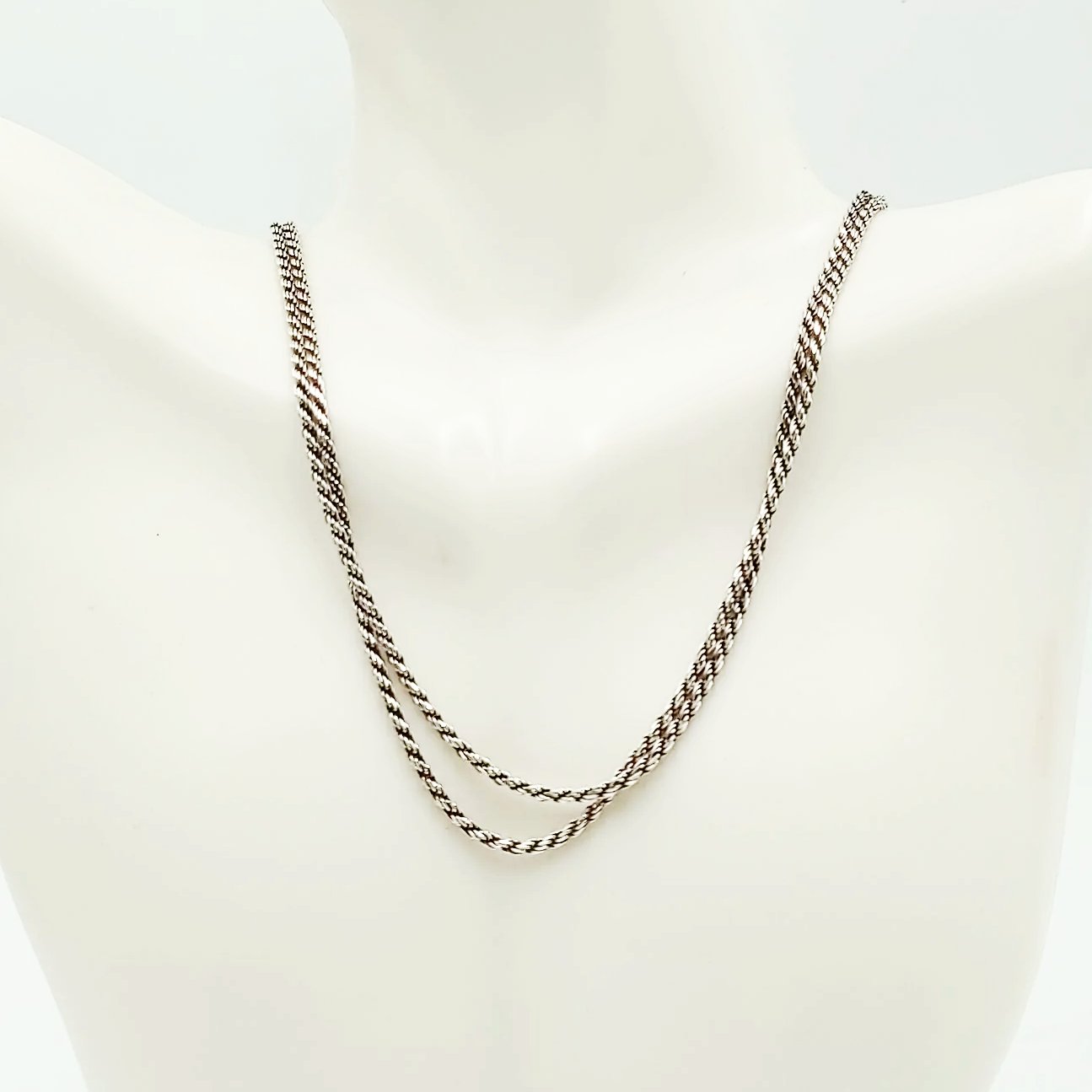 Silver Rope Chain 3' 36" Long Necklace Sterling 925