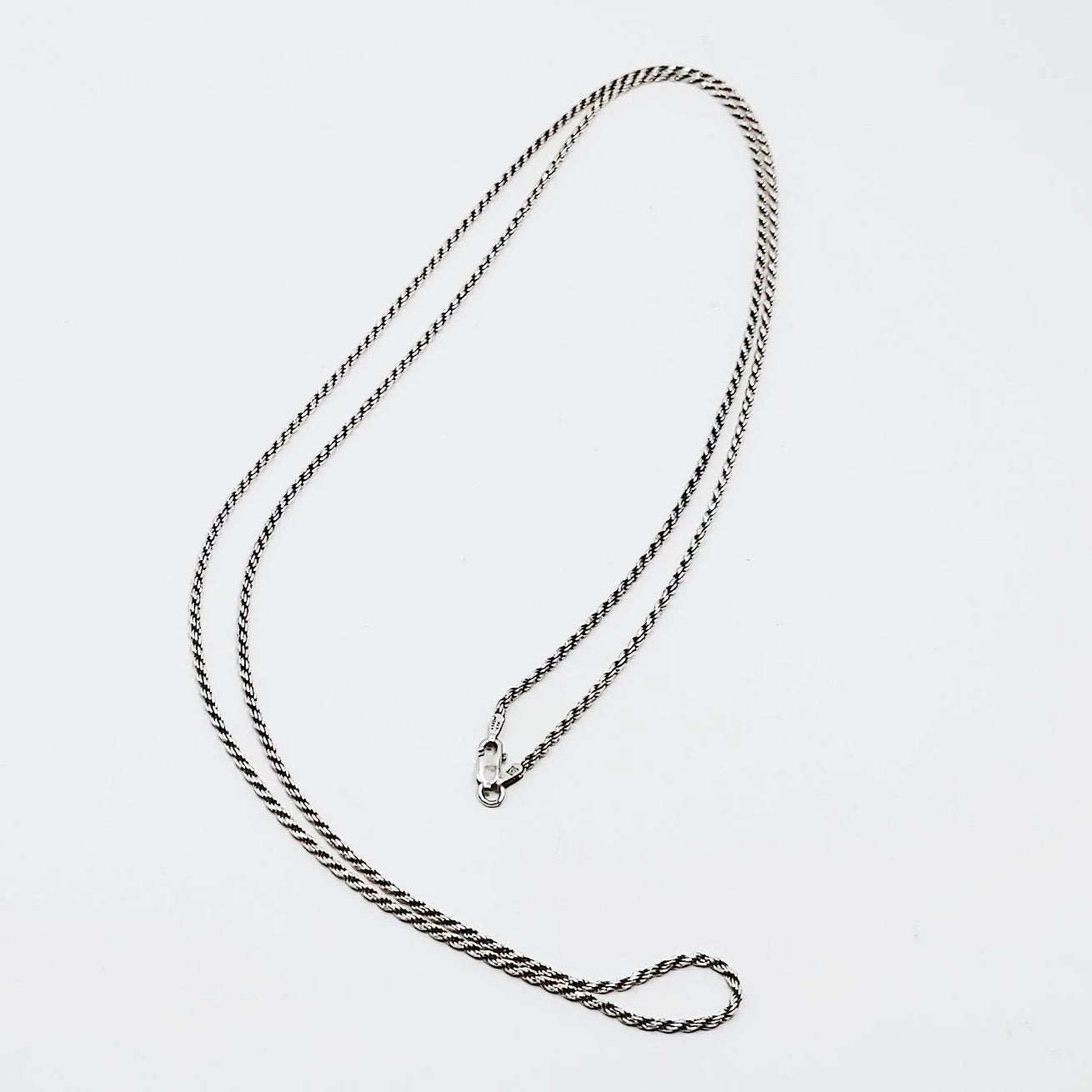 Silver Rope Chain 3' 36" Long Necklace Sterling 925