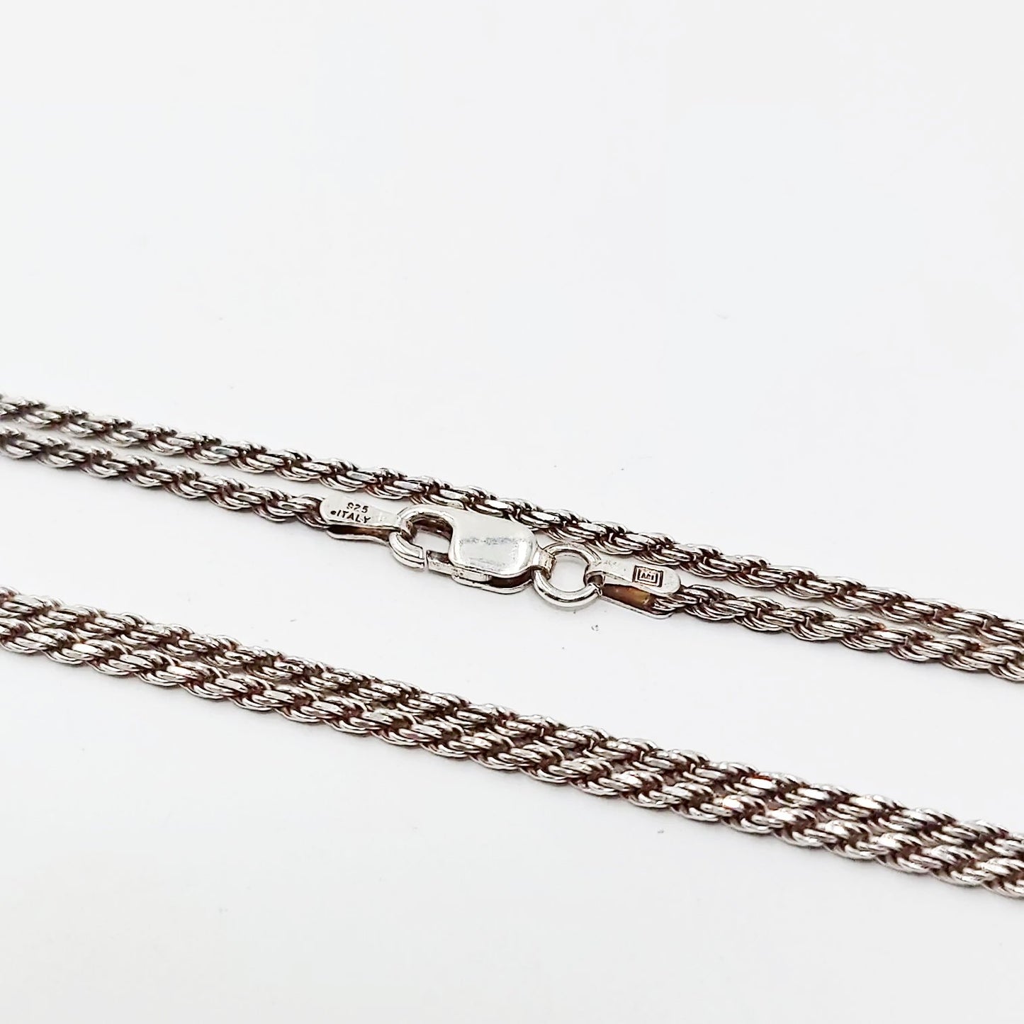 Silver Rope Chain 3' 36" Long Necklace Sterling 925