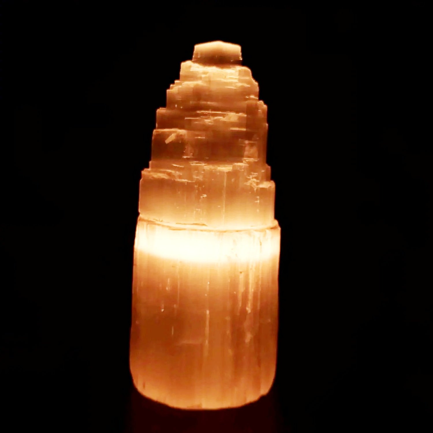 Selenite Tower Lamp Tier Rough 20cm 8" - Elevated Metaphysical