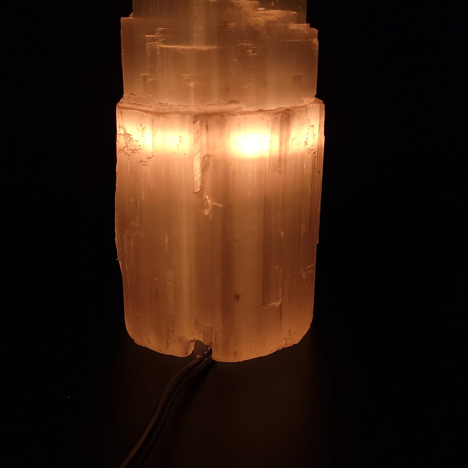 Selenite Tower Lamp Tier Rough 20cm 8" - Elevated Metaphysical