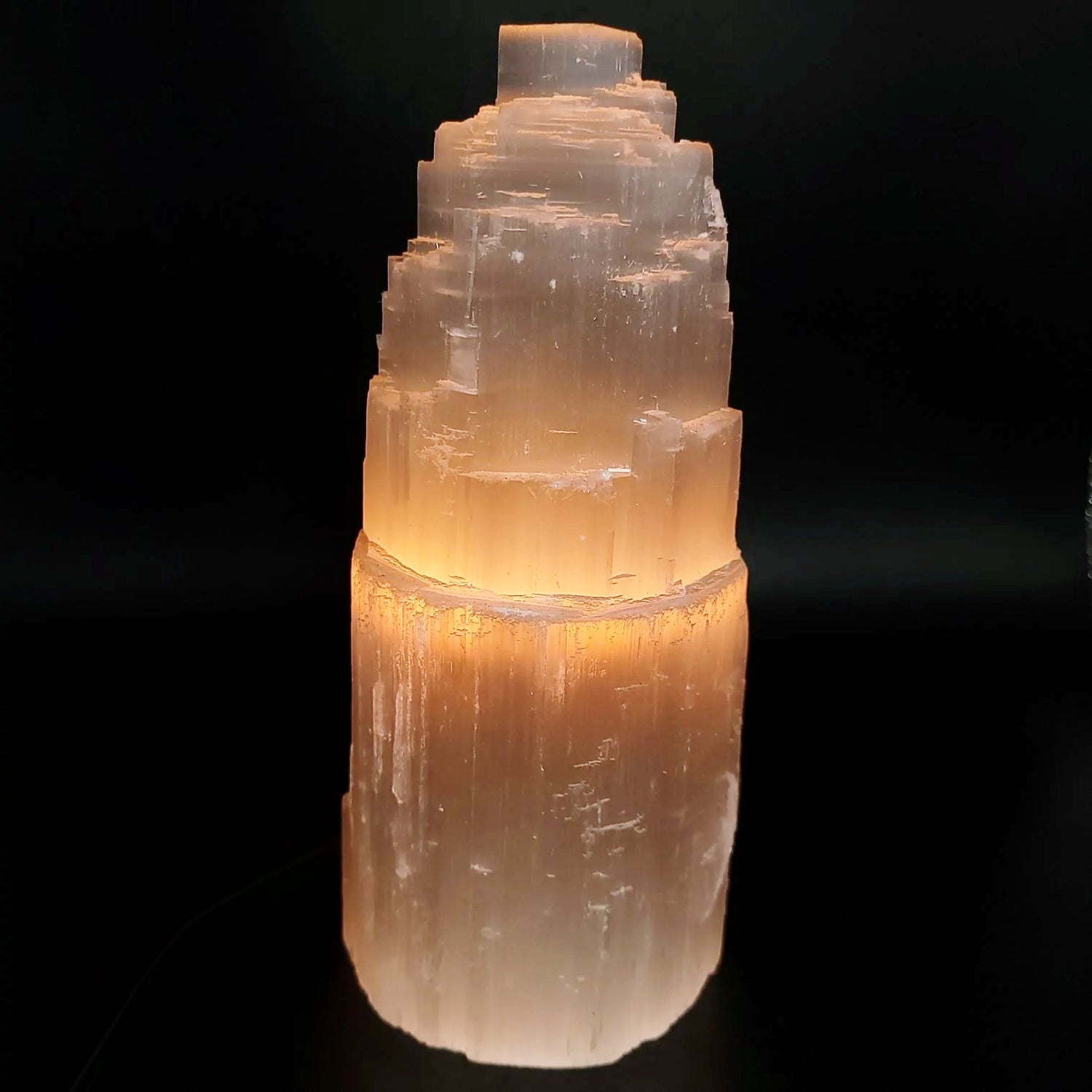 Selenite Tower Lamp Tier Rough 20cm 8" - Elevated Metaphysical