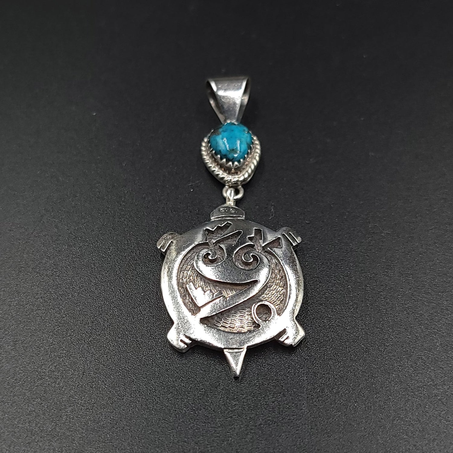 Turquoise Turtle Sterling Silver Pendant - Elevated Metaphysical