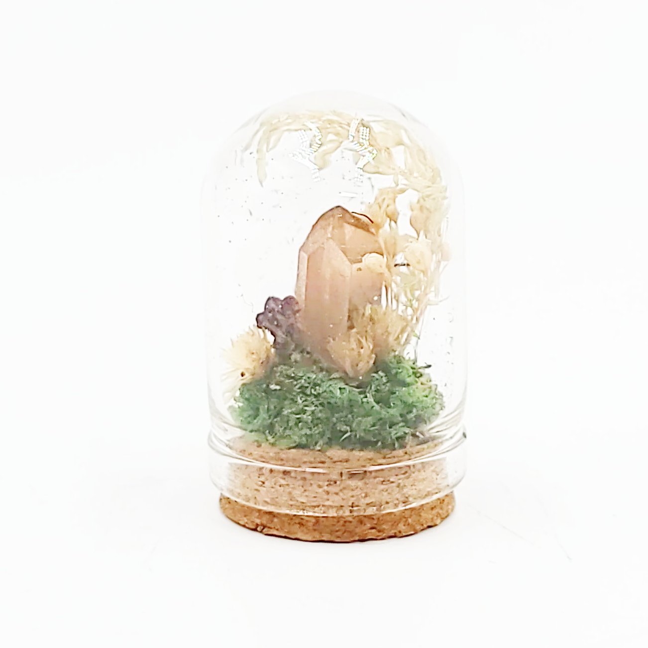 Tangerine Quartz Itty Bitty Crystal Garden Curio Capsule Oddities Jar Fairy Garden