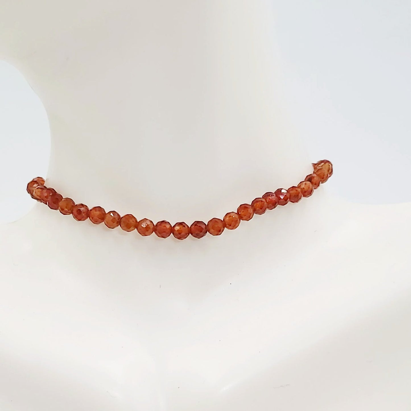 Hessonite Garnet Faceted Bead Bracelet 4mm