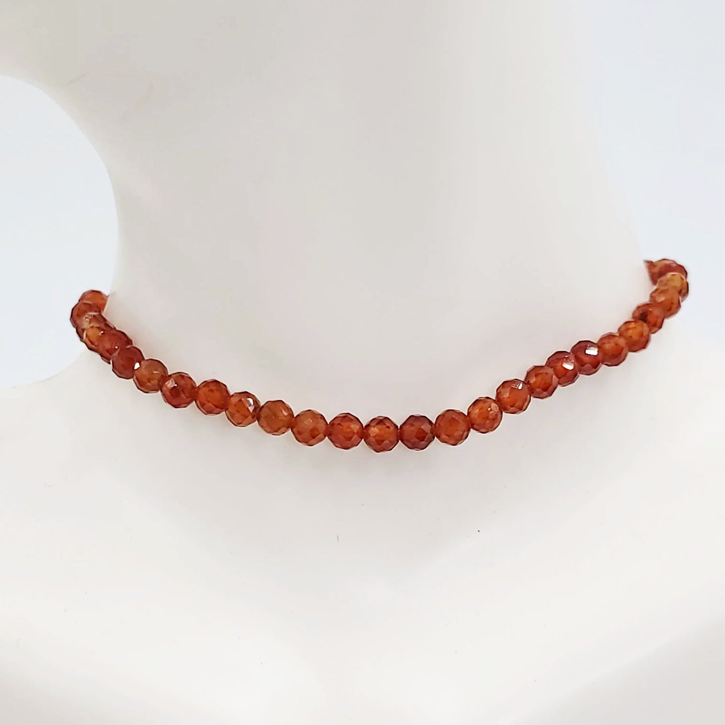 Hessonite Garnet Faceted Bead Bracelet 4mm