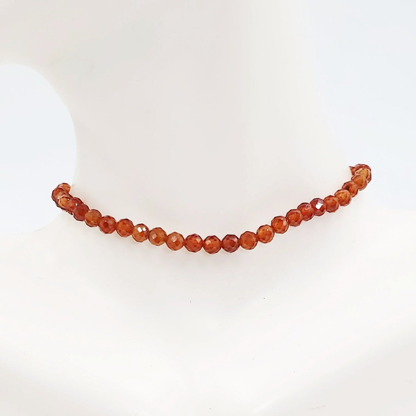 Hessonite Garnet Faceted Bead Bracelet 4mm