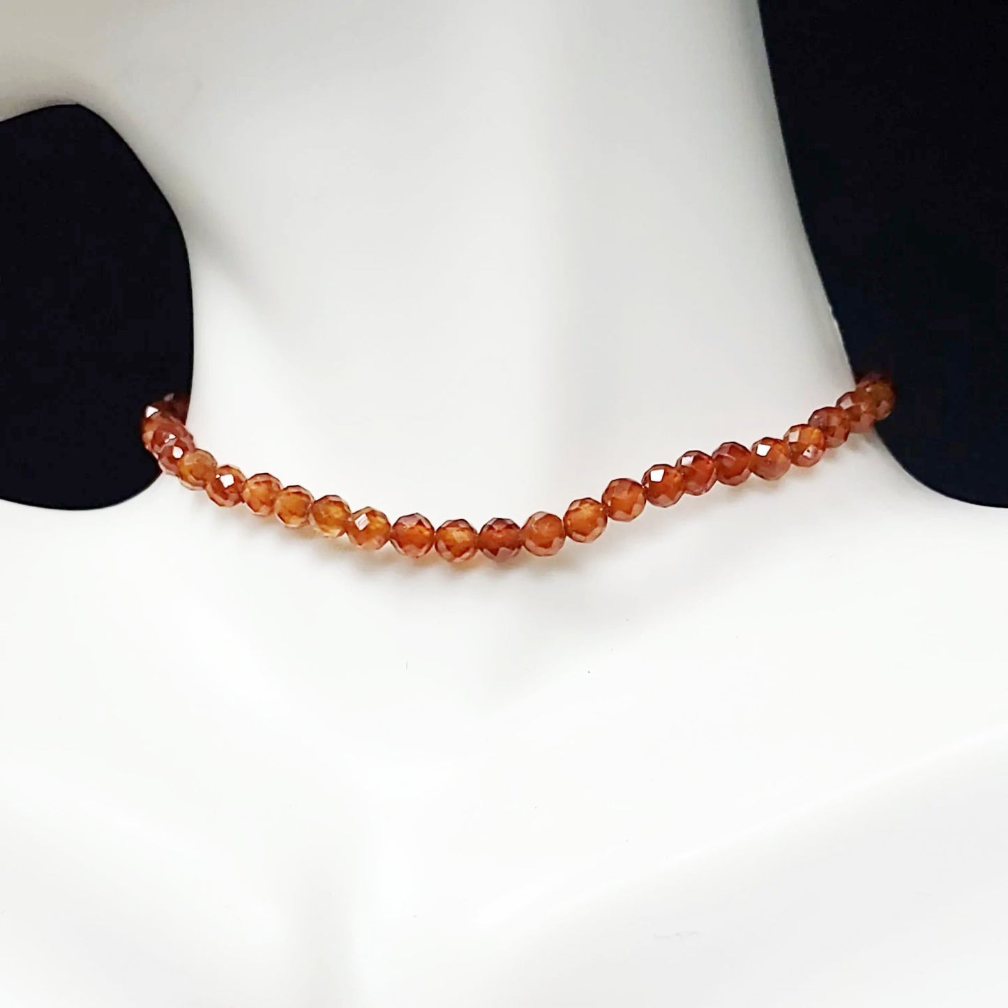 Hessonite Garnet Faceted Bead Bracelet 4mm