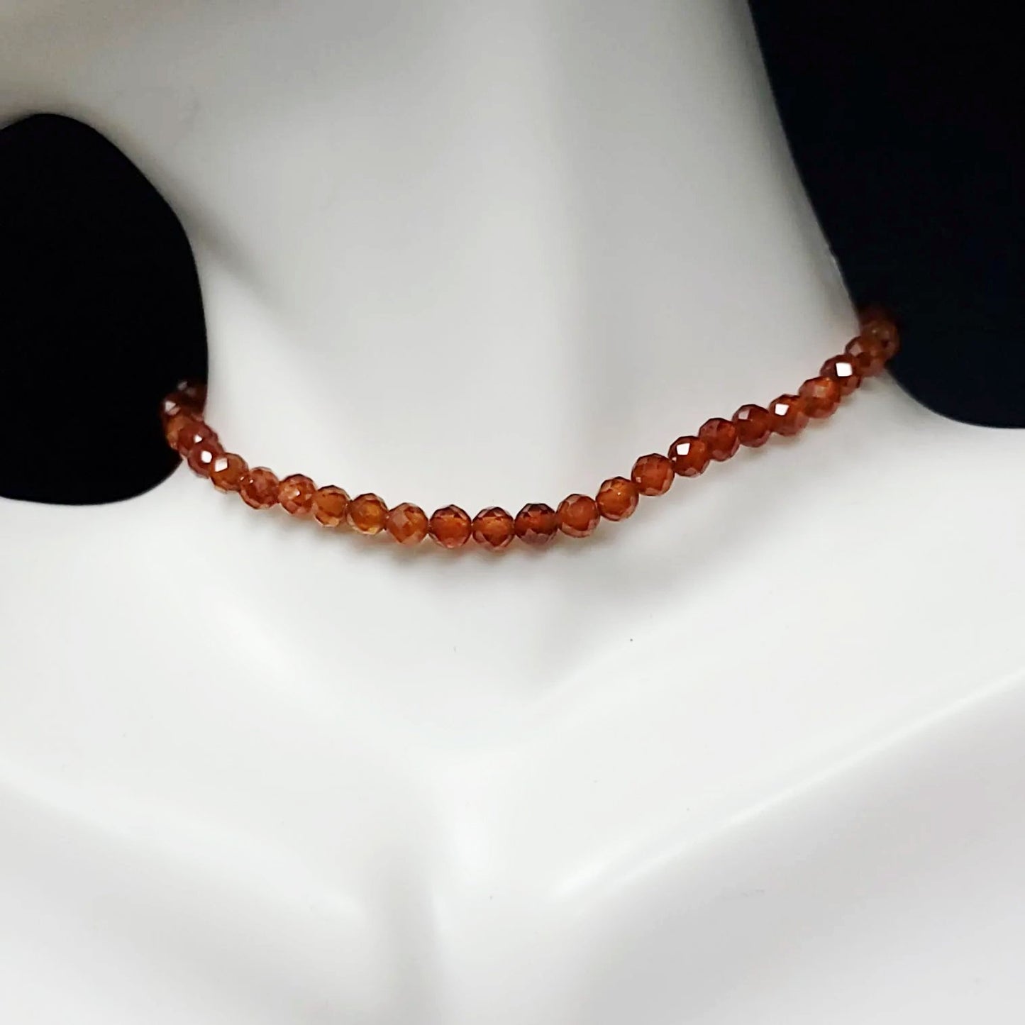 Hessonite Garnet Faceted Bead Bracelet 4mm