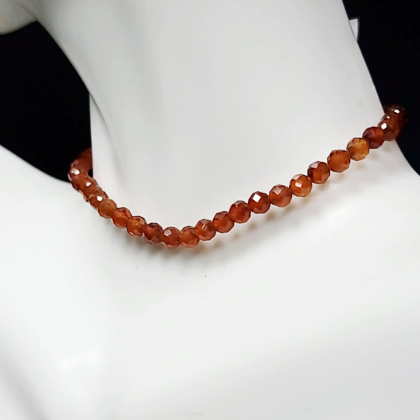 Hessonite Garnet Faceted Bead Bracelet 4mm