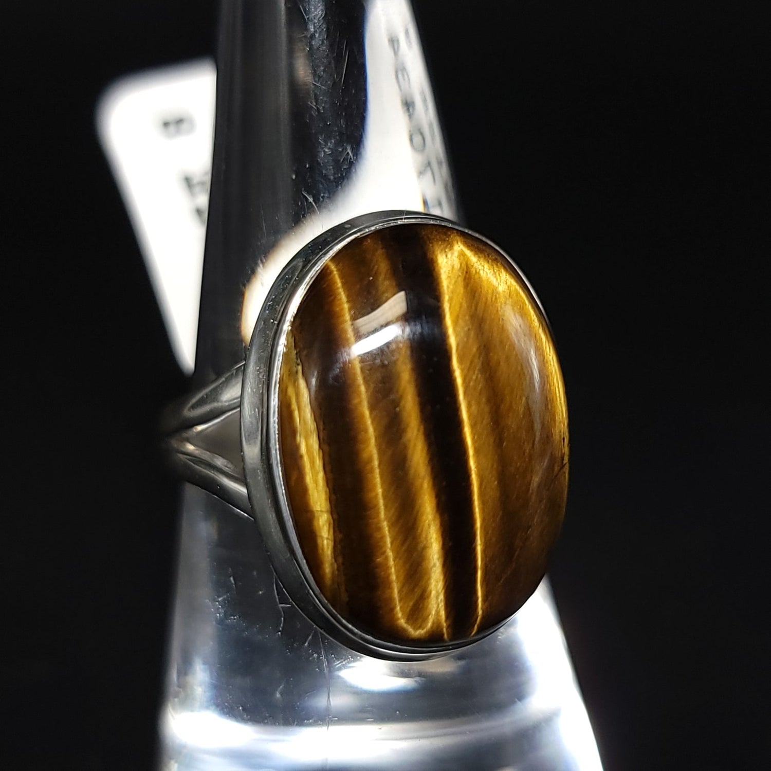 Tiger Eye Solitaire Ring Sterling Silver HQ - Elevated Metaphysical