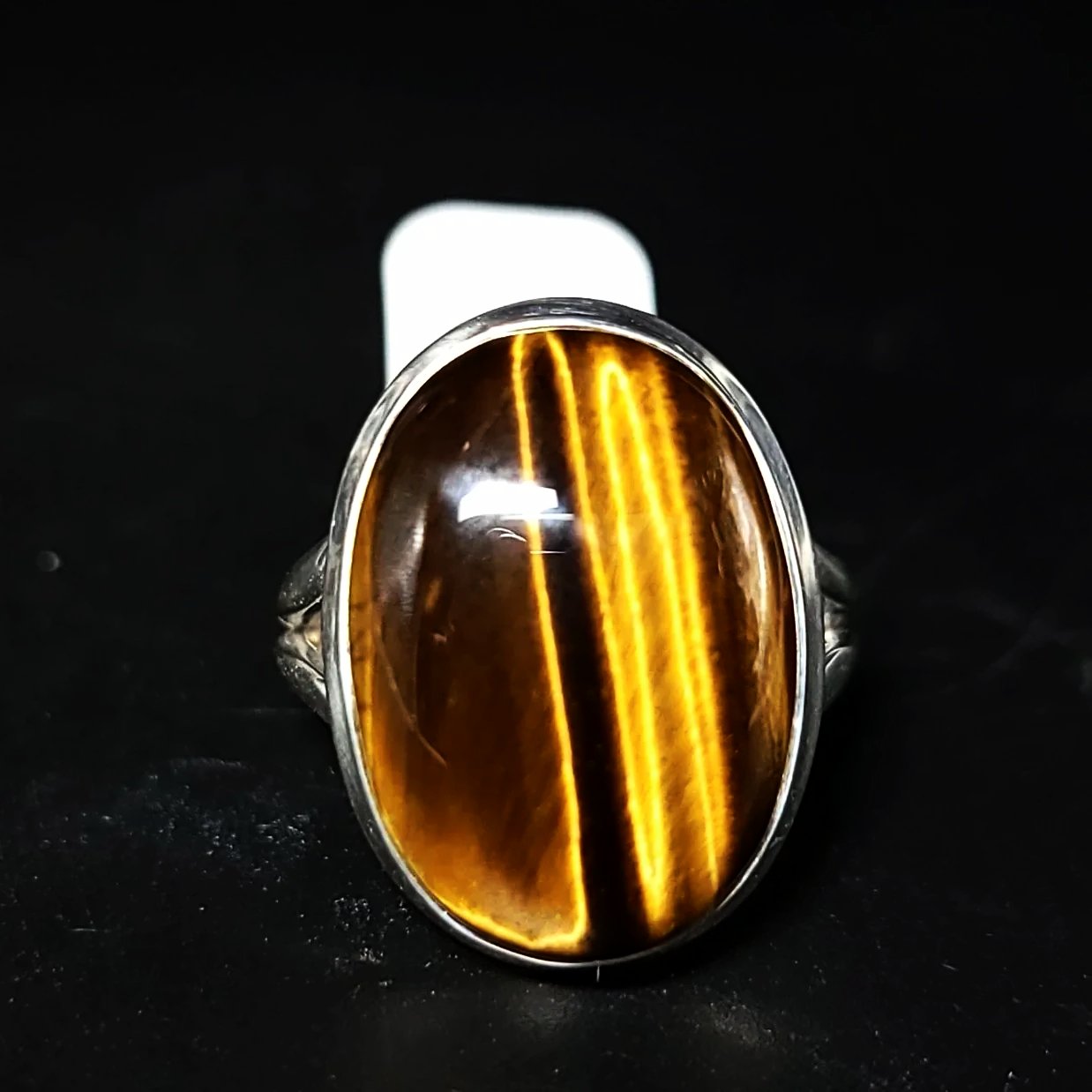 Tiger Eye Solitaire Ring Sterling Silver HQ - Elevated Metaphysical