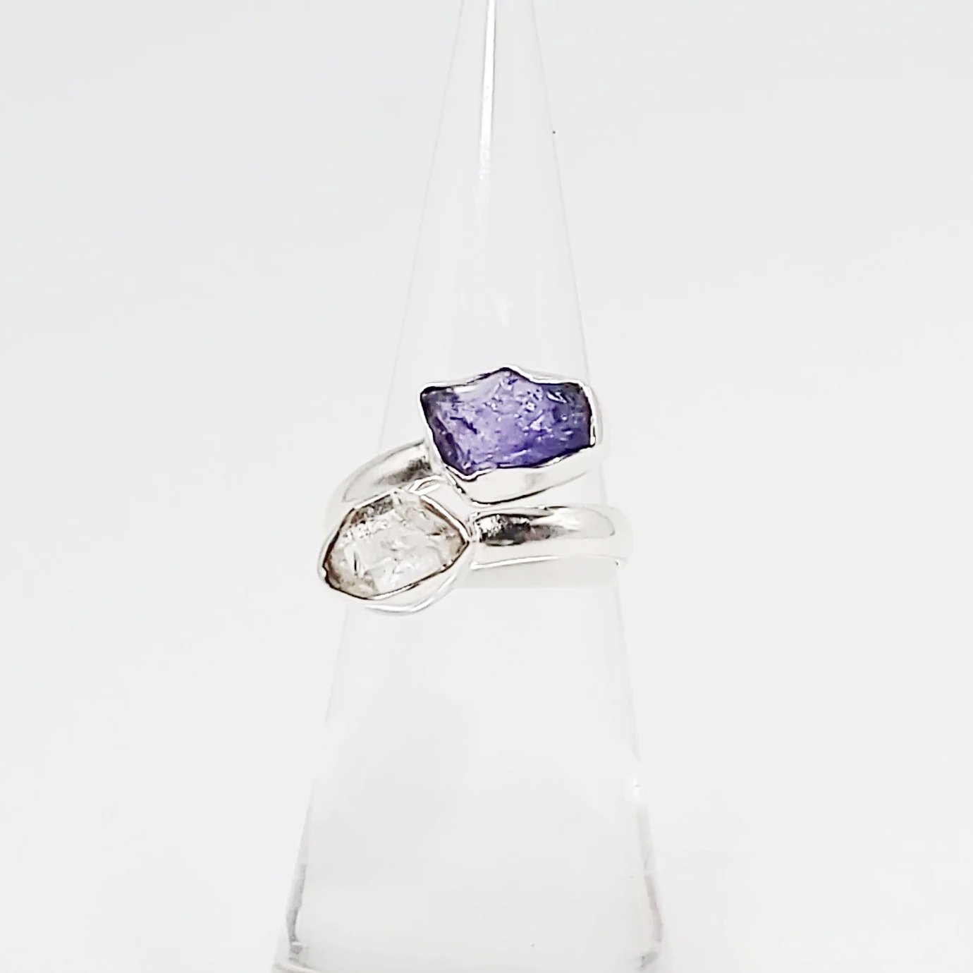 Herkimer Diamond & Tanzanite Ring Sterling Silver - Elevated Metaphysical