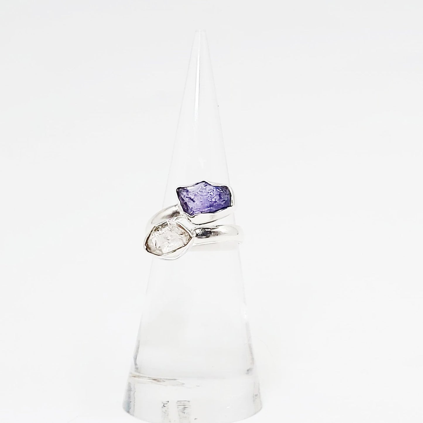 Herkimer Diamond & Tanzanite Ring Sterling Silver - Elevated Metaphysical