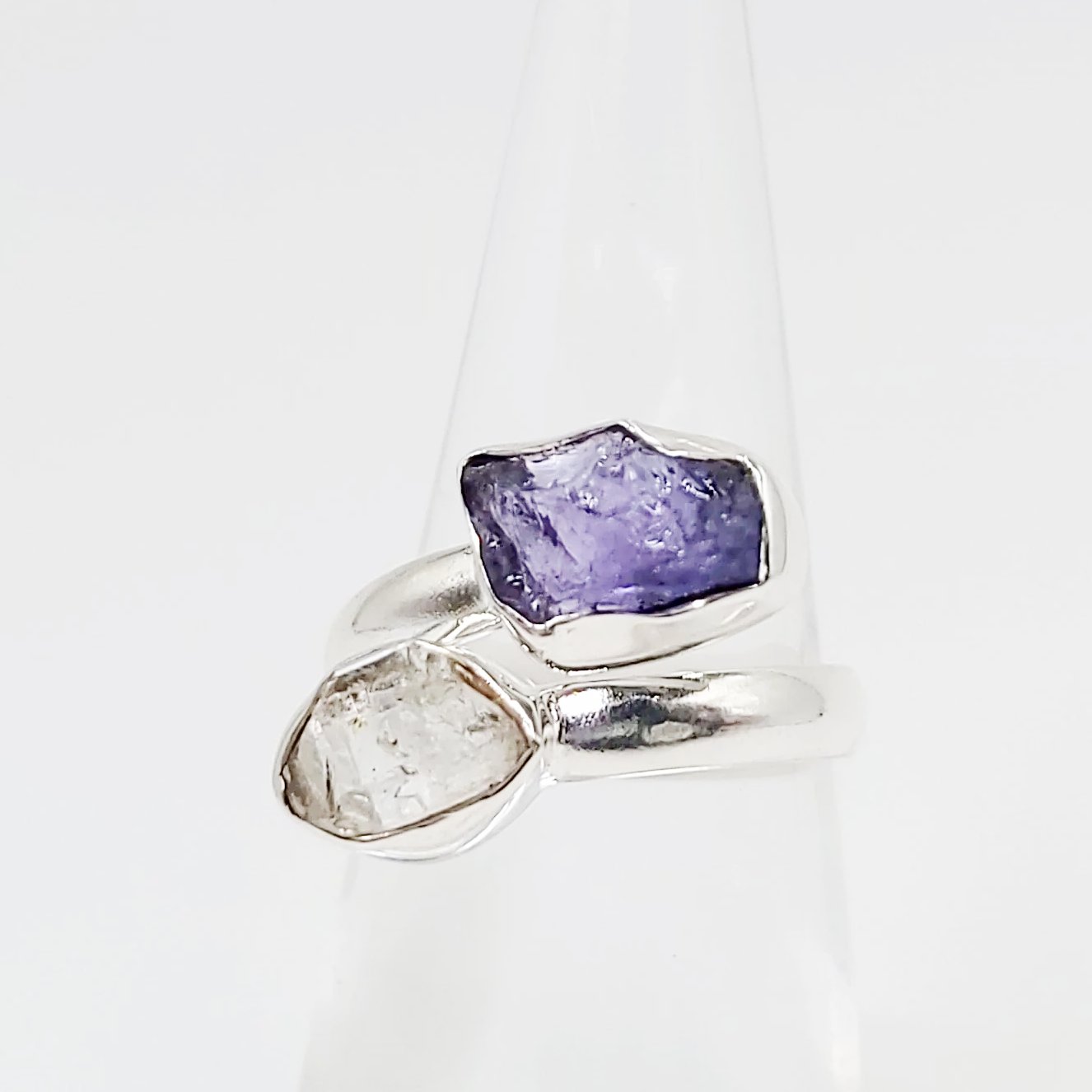 Herkimer Diamond & Tanzanite Ring Sterling Silver - Elevated Metaphysical