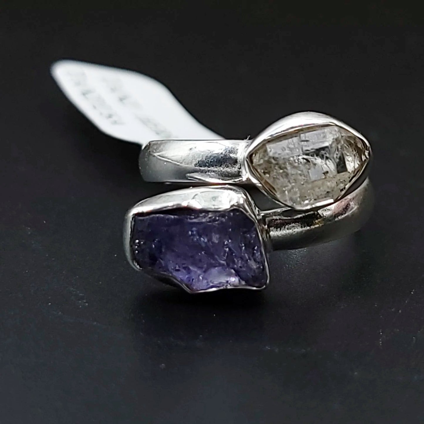 Herkimer Diamond & Tanzanite Ring Sterling Silver - Elevated Metaphysical